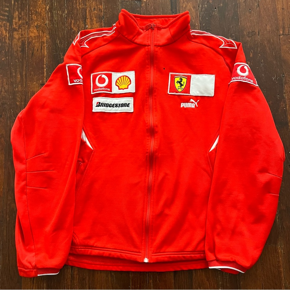 Men's Vintage Ferrari PUMA 2006 F1 Racing Racer Jacket Red Scuderia Size XL